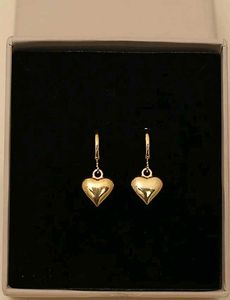 Gold Heart Dangle Earrings