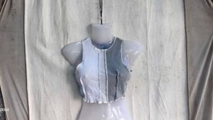 6429. Contrast Patchwork Crop Top