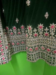 Elegant Green Embroidered naira cut set