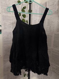 Black Lace Trim Tank Top (S)