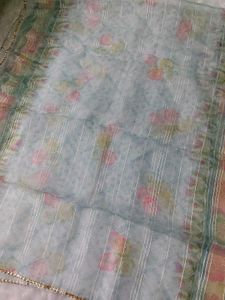 Pastel Floral Organza Dupatta
