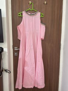 Pink Cold Shoulder long kurti