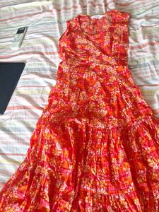 Vibrant Floral Tiered Midi Dress