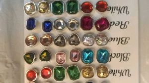 Sparkling Gemstone Stud Earrings Set
