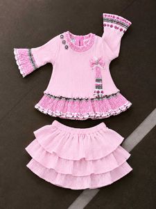 Cute Pink Ruffled Skirt and Top Set