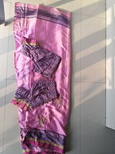 Beautiful Pink Saree with Gold Embroidery