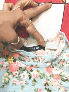 Floral Mock Neck T-Shirt