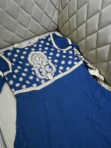 Royal Blue Printed Ethnic Gown