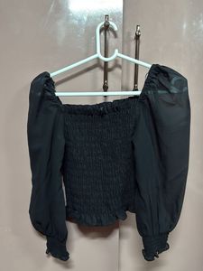 Chic Black Smocked Top