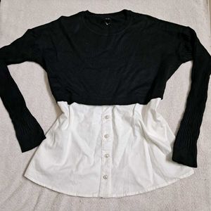 Korean Pinteresty Stylish Black & White Knit Top