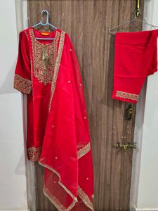 Beautiful Orange Embroidered Kurta Set