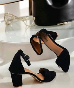 Stylish Black Suede Strappy Heels
