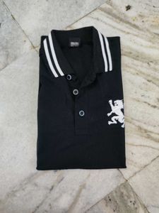 Men's Black Polo T-Shirt with Lion Logo