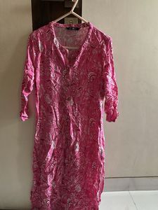 Vibrant Pink Floral Print Kurta