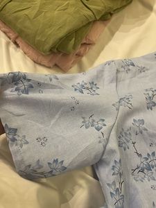 Light Blue Floral Button-Up Top