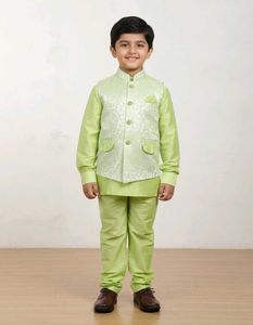 Festive Green Boys' Kurta Set