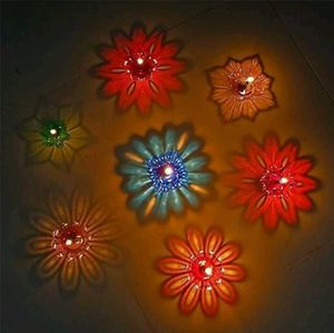 Colorful Flower Reflection / Shadow Diya Set