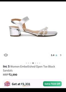 Inc. Sparkling Silver Flat Sandals