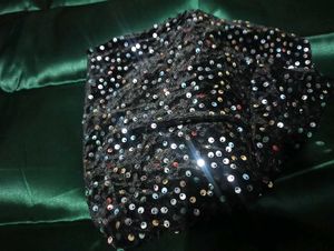 Sparkling Sequin Blouse with green saree