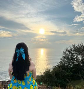Blue Lemon Print Strapless Co ord set