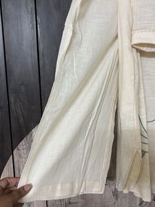 Cream Embroidered co-ord set with Flower Design