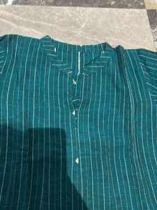 Teal Striped Kurta