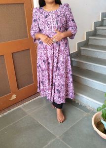 Elegant Floral Print Anarkali Kurti🤌🪷✨.size - X