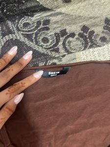 Brown V-Neck Cropped Top