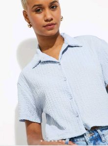 Women Textured Boxy Fit Crop Shirt