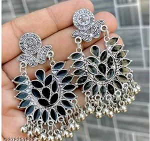 Combo Set Of 4 Pair Oxidized Silver Plated Earring