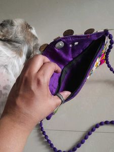 Embroidered Coin Detail Shoulder Bag