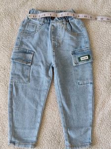 Unisex Light Wash Denim Cargo Pants