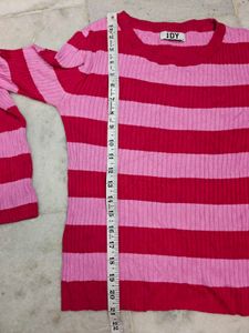 Pink &amp; Red Striped Long Sleeve Top