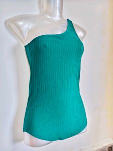 Chic One-Shoulder Ribbed Tank Top