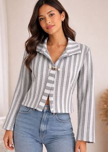 Chic Striped Cropped Jacket