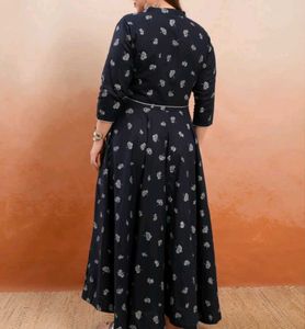 Stylish Dark Blue Floral Print Kurta