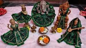 Hindu Deity Idols with Green Outfits
