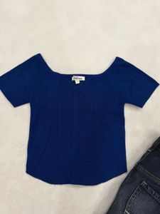 Blue V-Neck crop Top
