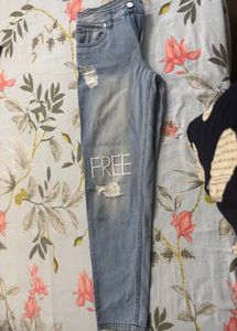 Distressed Light Wash "FREE" Jeans