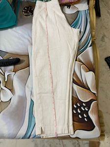 Blue short Kurta with white Pants