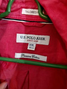 U.S POLO Men's RED Button-Up Shirt
