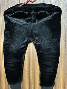 Cozy Black Velour Pants with Cute Duck Applique