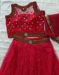 Pink flared lehenga choli set