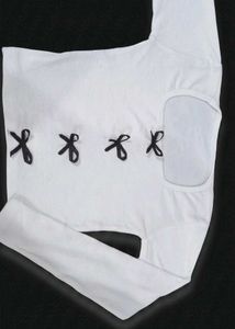 White Cut-Out Top with Bow Detail