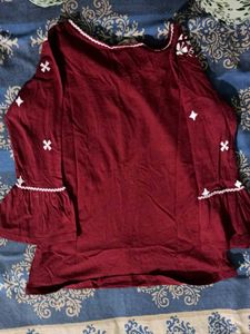 Burgundy Printed Top