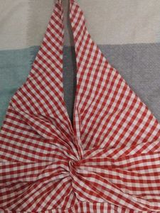 Red Gingham Halter Neck Top