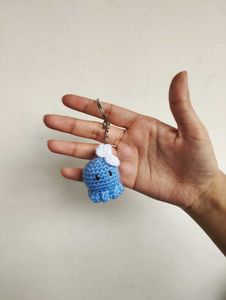 Crochet Blue Octopus Keychain