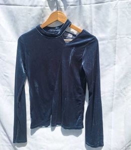 Velvet Cutout Mock Neck Top