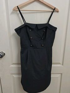 Chic Black Button Detail Dress