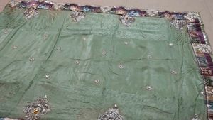 Elegant Green Saree with Embellishment